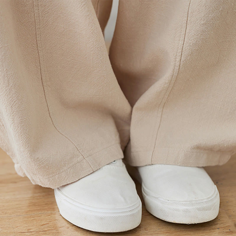 Buddha Stones Casual Plain Loose Rope Damskie Spodnie Bawełniano-Lniane Z Kieszeniami - image 17