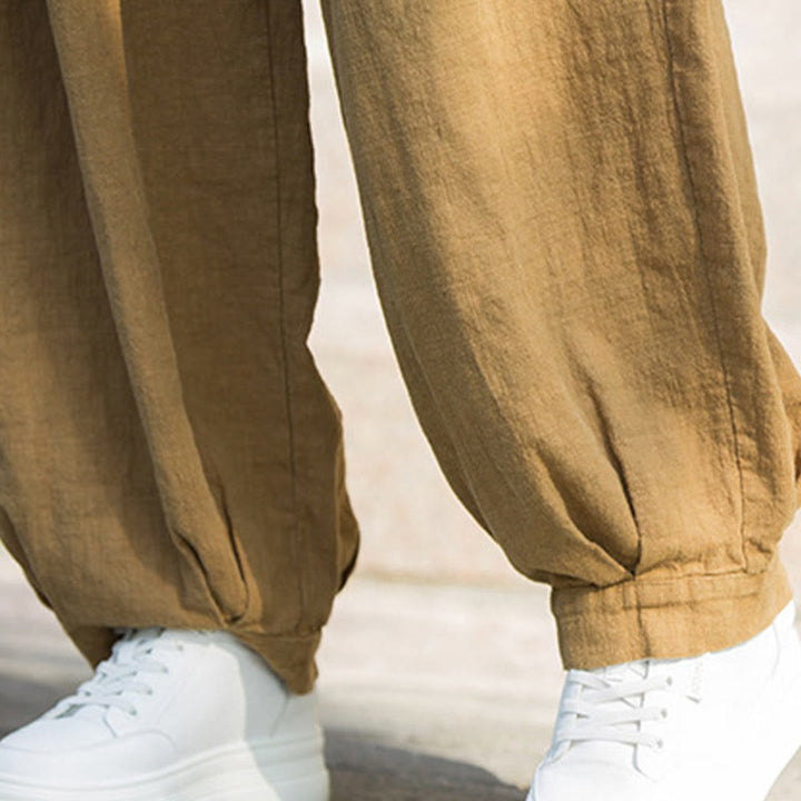 Buddha Stones Luźne Spodnie Damskie Z Ramią Bawełnianą Z Kieszeniami W Pasie Z Luźnym Pasem Wiązanym Sznurkiem - image 19