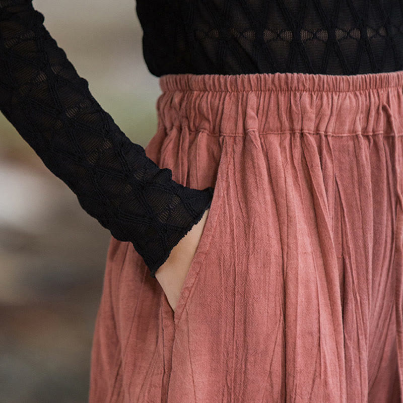 Buddha Stones Luźne, swobodne, gładkie, ręcznie robione, barwione metodą tie-dye, damskie, szerokie spodnie z bawełny ramii z kieszeniami - image 14