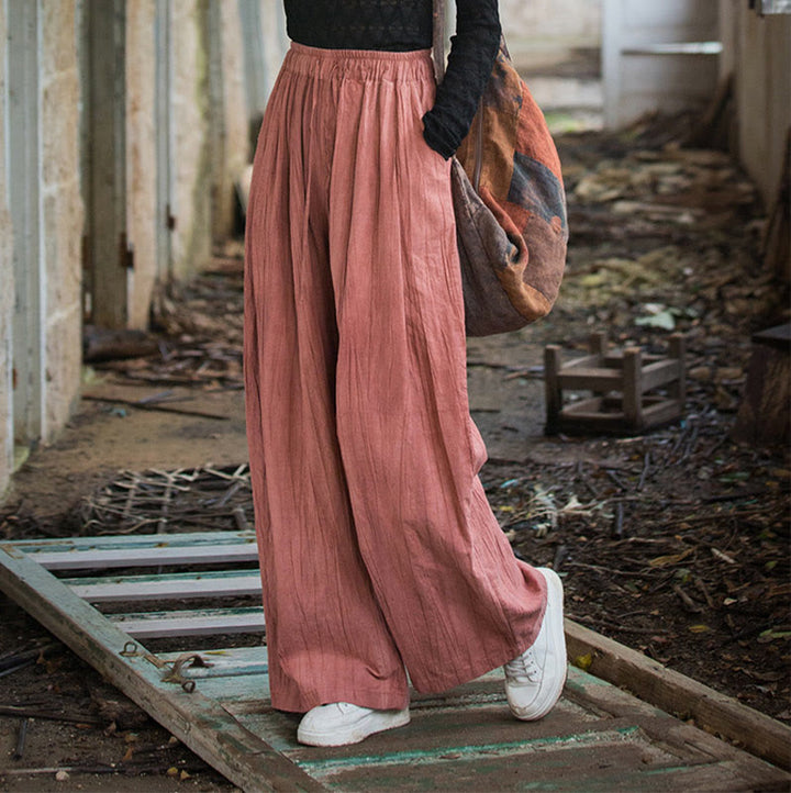 Buddha Stones Luźne, swobodne, gładkie, ręcznie robione, barwione metodą tie-dye, damskie, szerokie spodnie z bawełny ramii z kieszeniami - image 13