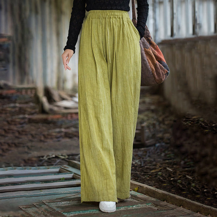 Buddha Stones Luźne, swobodne, gładkie, ręcznie robione, barwione metodą tie-dye, damskie, szerokie spodnie z bawełny ramii z kieszeniami - image 19