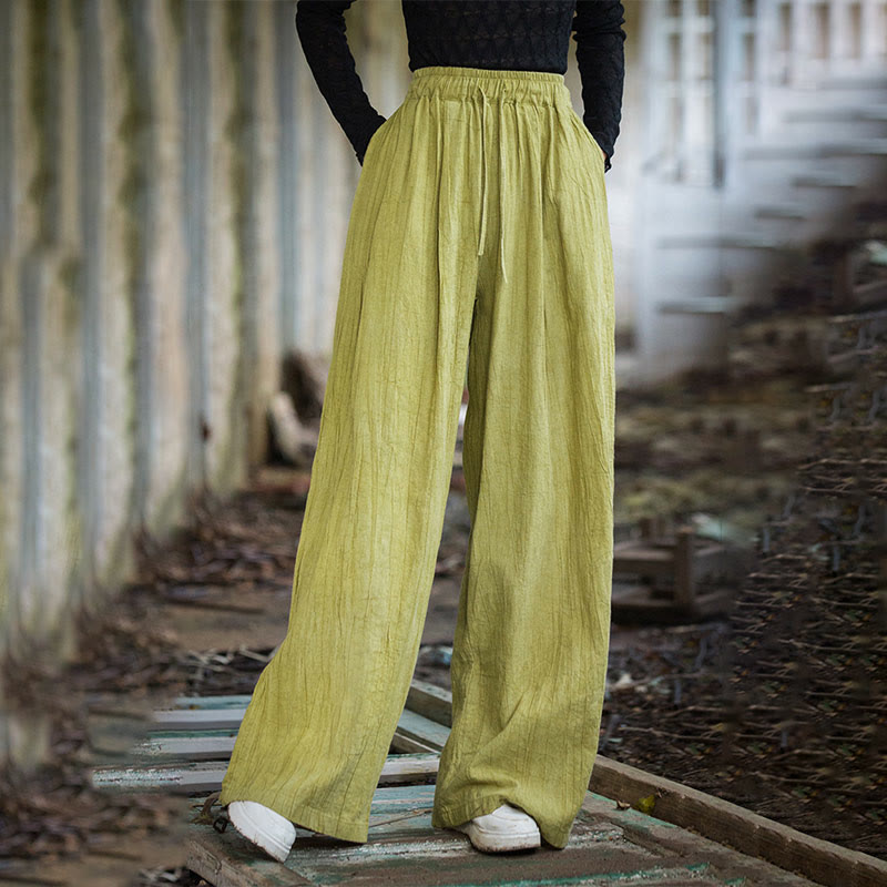 Buddha Stones Luźne, swobodne, gładkie, ręcznie robione, barwione metodą tie-dye, damskie, szerokie spodnie z bawełny ramii z kieszeniami - image 17