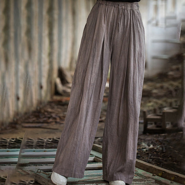 Buddha Stones Luźne, swobodne, gładkie, ręcznie robione, barwione metodą tie-dye, damskie, szerokie spodnie z bawełny ramii z kieszeniami - image 22