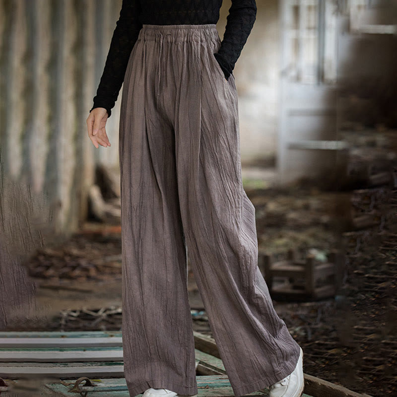 Buddha Stones Luźne, swobodne, gładkie, ręcznie robione, barwione metodą tie-dye, damskie, szerokie spodnie z bawełny ramii z kieszeniami - image 25