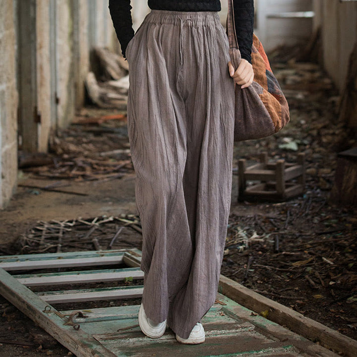 Buddha Stones Luźne, swobodne, gładkie, ręcznie robione, barwione metodą tie-dye, damskie, szerokie spodnie z bawełny ramii z kieszeniami - image 26