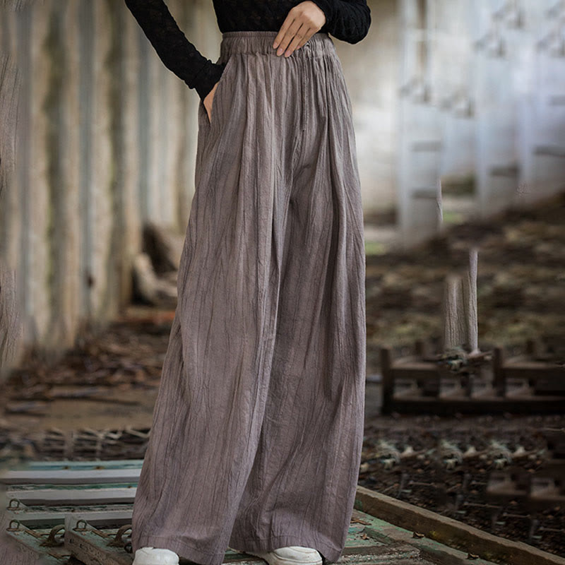 Buddha Stones Luźne, swobodne, gładkie, ręcznie robione, barwione metodą tie-dye, damskie, szerokie spodnie z bawełny ramii z kieszeniami - image 24