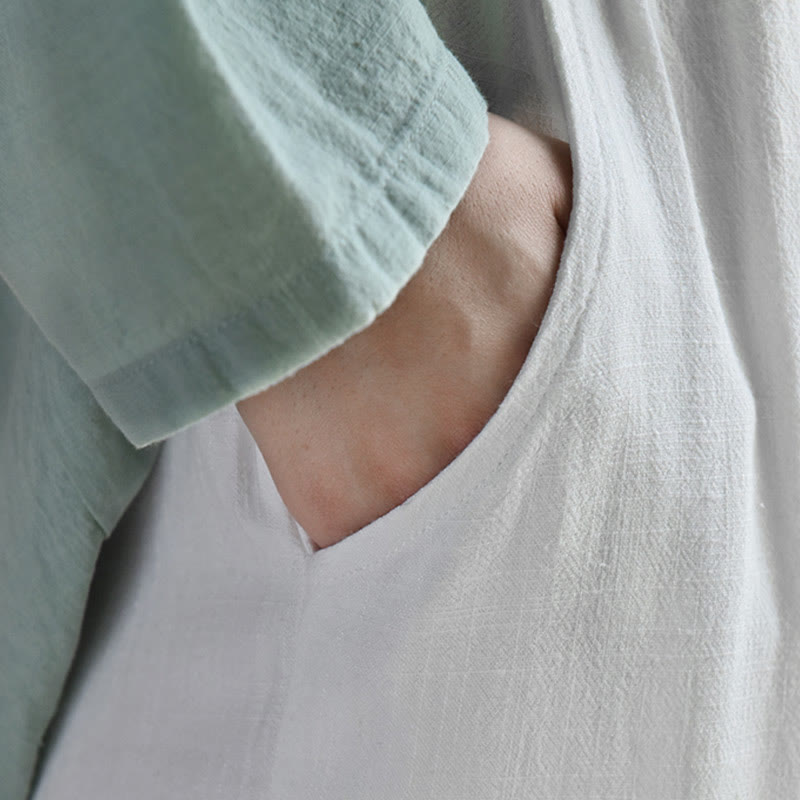 Spodnie lniane damskie z kieszeniami Buddha Stones Casual Plain Loose - image 11