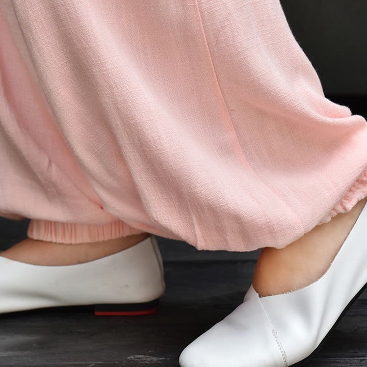 Spodnie lniane damskie z kieszeniami Buddha Stones Casual Plain Loose - image 31