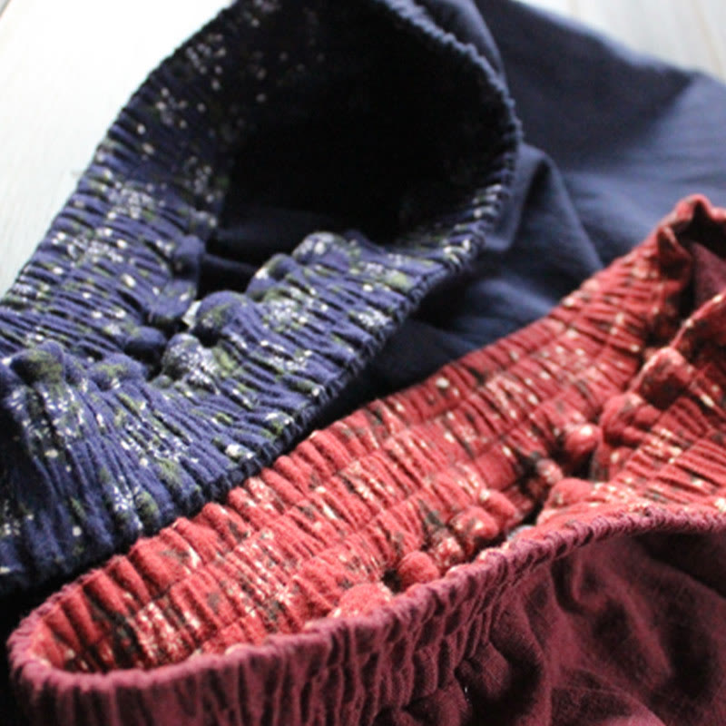 Spodnie damskie z szerokimi nogawkami i kieszeniami Buddha Stones Casual Plain Loose Ramie