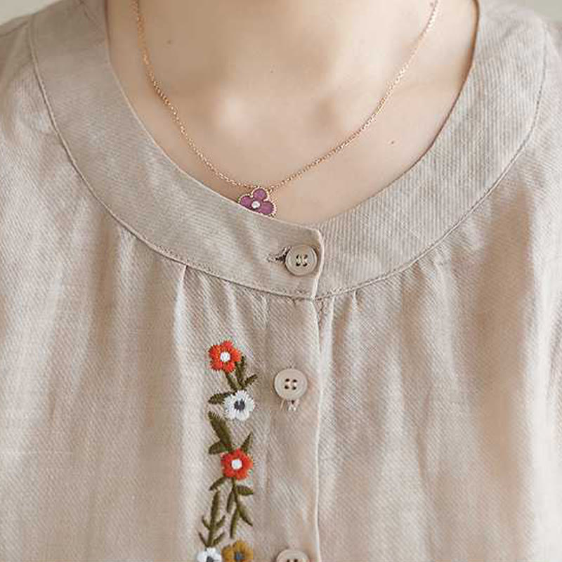 Buddha Stones 2 szt. Bawełna Haft Kwiaty Koszula Top Spodnie Medytacja Zen Tai Chi Odzież Damska Zestaw - image 21