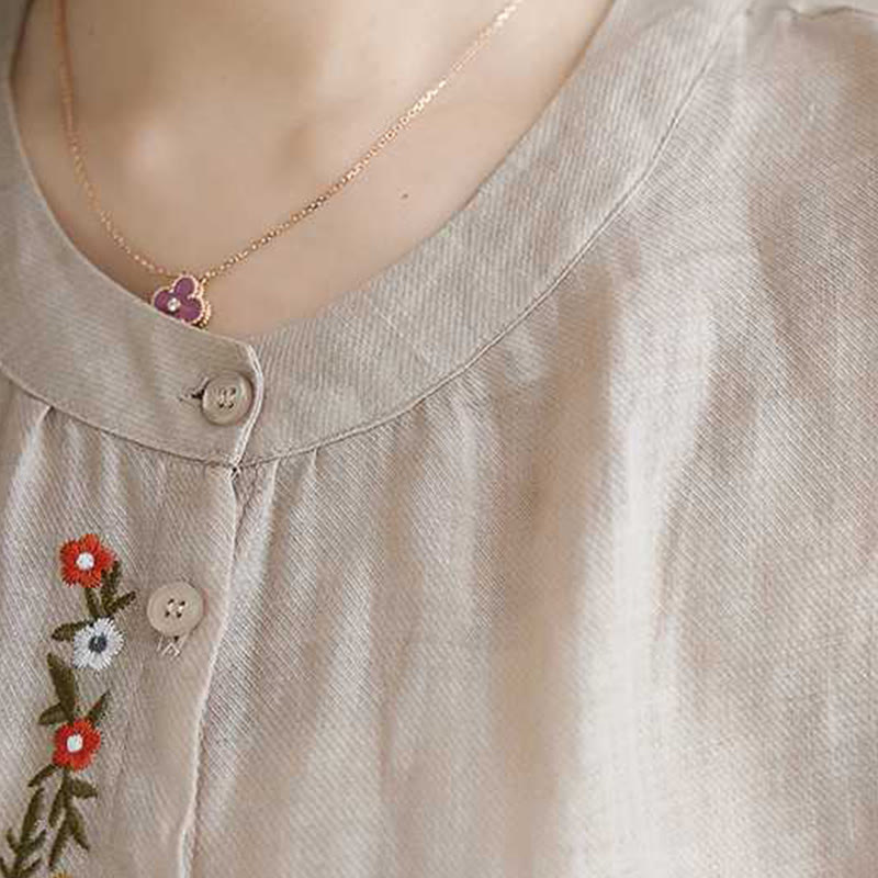 Buddha Stones 2 szt. Bawełna Haft Kwiaty Koszula Top Spodnie Medytacja Zen Tai Chi Odzież Damska Zestaw - image 20