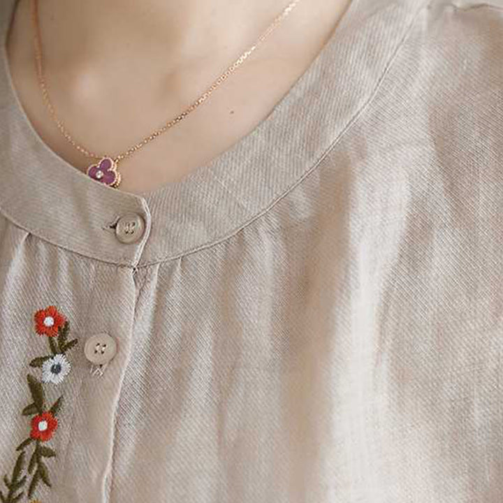 Buddha Stones 2 szt. Bawełna Haft Kwiaty Koszula Top Spodnie Medytacja Zen Tai Chi Odzież Damska Zestaw - image 20