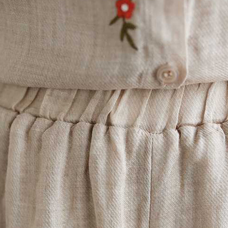 Buddha Stones 2 szt. Bawełna Haft Kwiaty Koszula Top Spodnie Medytacja Zen Tai Chi Odzież Damska Zestaw - image 24