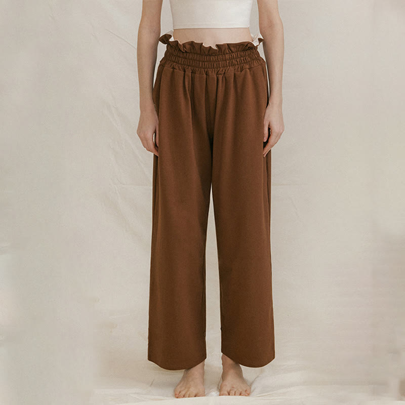 Buddha Stones Luźne Damskie Spodnie Spandex Z Kieszeniami Z Klamrą - SaddleBrown - US6, UK/AU10, EU38 (XL) - image 1