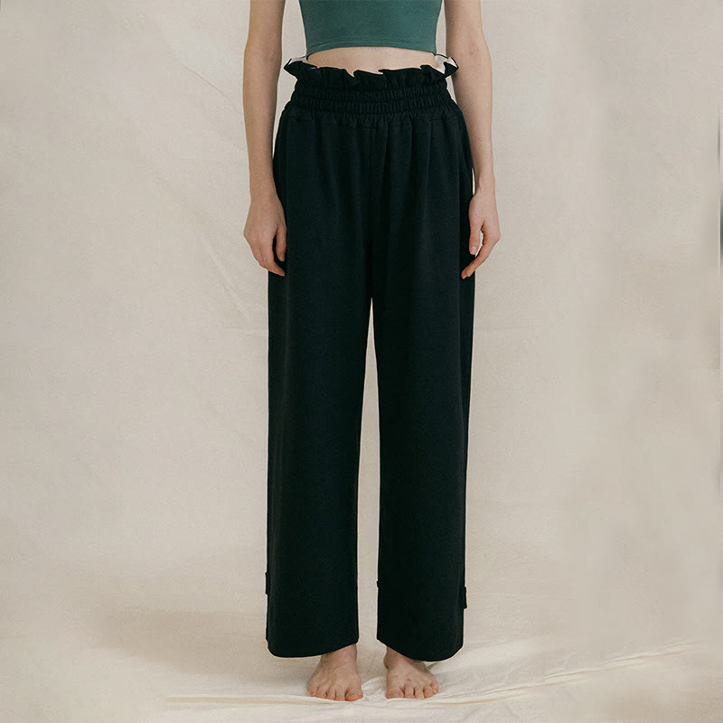 Buddha Stones Luźne Damskie Spodnie Spandex Z Kieszeniami Z Klamrą - Czarny - US6, UK/AU10, EU38 (XL) - image 11