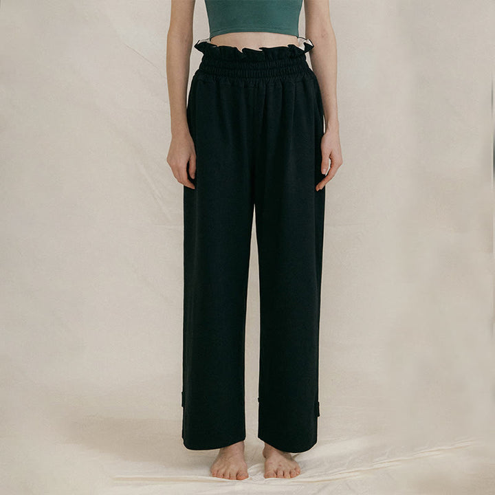 Buddha Stones Luźne Damskie Spodnie Spandex Z Kieszeniami Z Klamrą - Czarny - US6, UK/AU10, EU38 (XL) - image 10