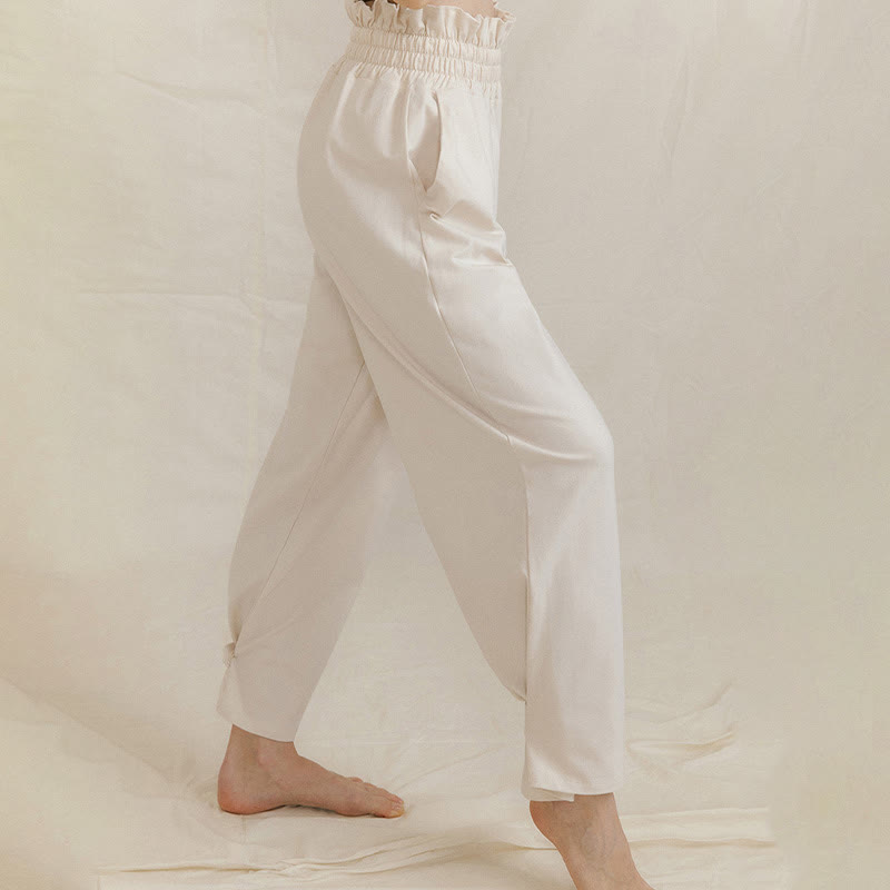 Buddha Stones Luźne Damskie Spodnie Spandex Z Kieszeniami Z Klamrą - image 21