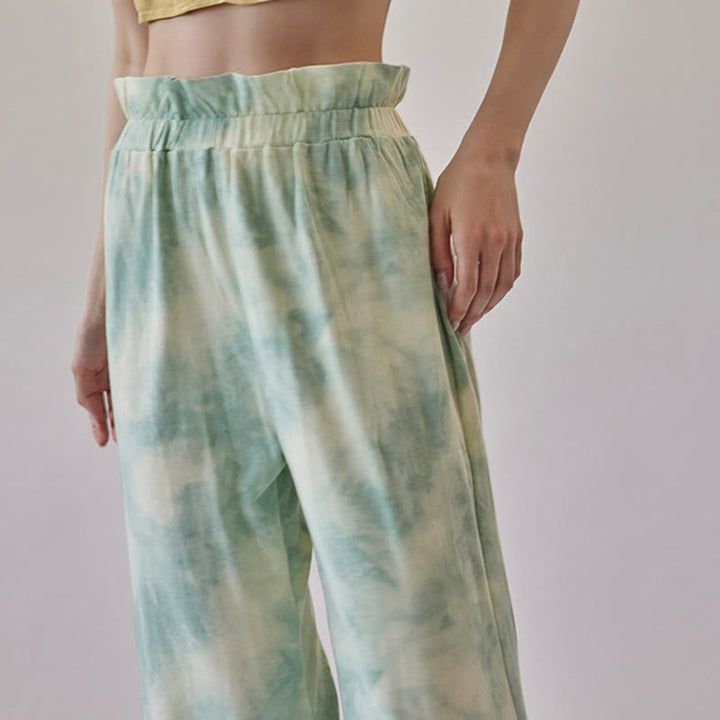 Spodnie damskie z elastycznymi nogawkami i nadrukiem w kolorze atramentowym Buddha Stones Casual Trouser Ties - image 14