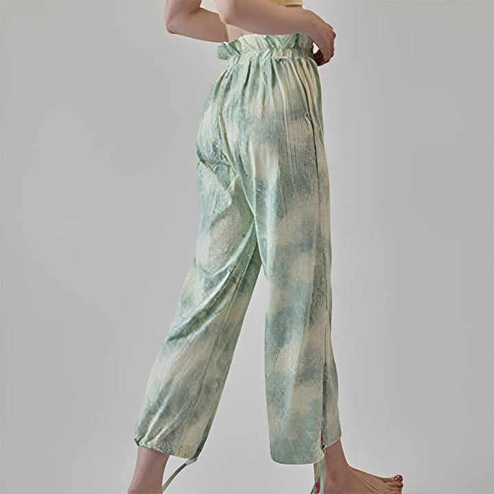 Spodnie damskie z elastycznymi nogawkami i nadrukiem w kolorze atramentowym Buddha Stones Casual Trouser Ties - image 14