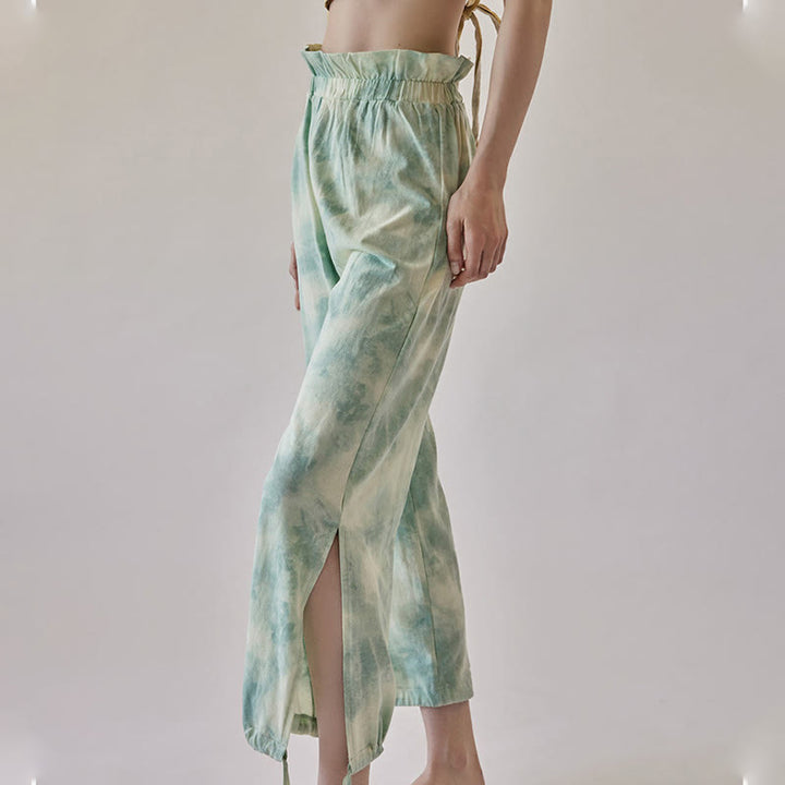 Spodnie damskie z elastycznymi nogawkami i nadrukiem w kolorze atramentowym Buddha Stones Casual Trouser Ties - PaleTurquoise - US6, UK/AU10, EU38 (XL) - image 12