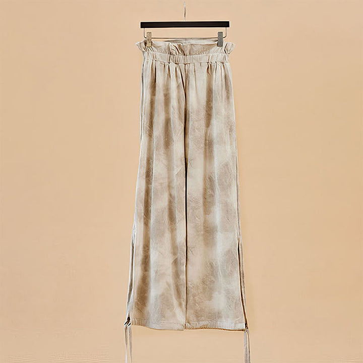 Spodnie damskie z elastycznymi nogawkami i nadrukiem w kolorze atramentowym Buddha Stones Casual Trouser Ties - image 7