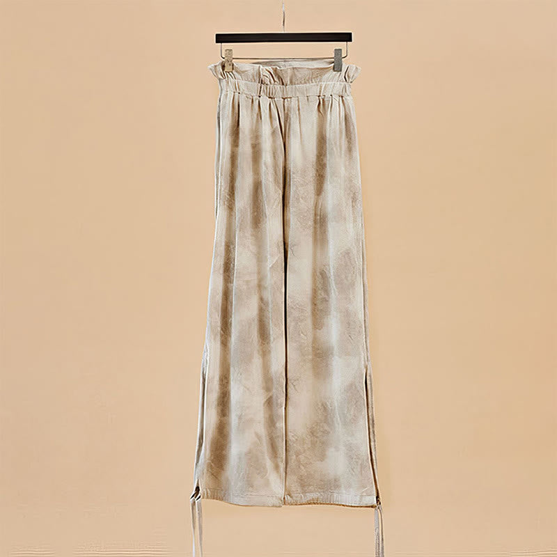 Spodnie damskie z elastycznymi nogawkami i nadrukiem w kolorze atramentowym Buddha Stones Casual Trouser Ties - image 8