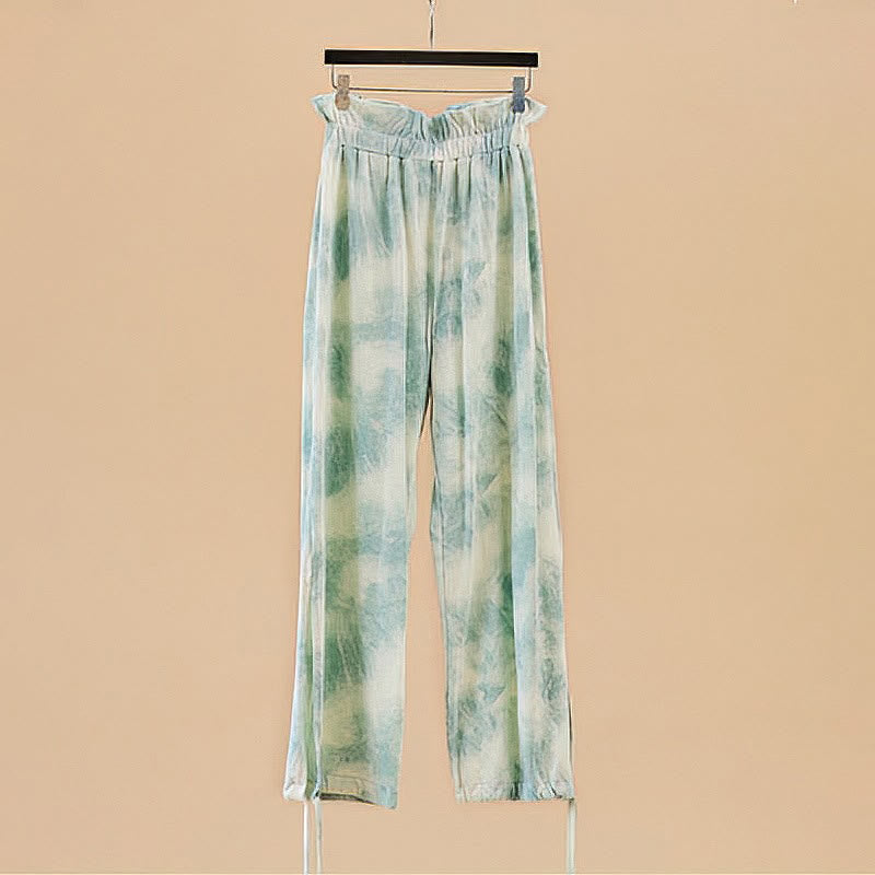 Spodnie damskie z elastycznymi nogawkami i nadrukiem w kolorze atramentowym Buddha Stones Casual Trouser Ties - image 15