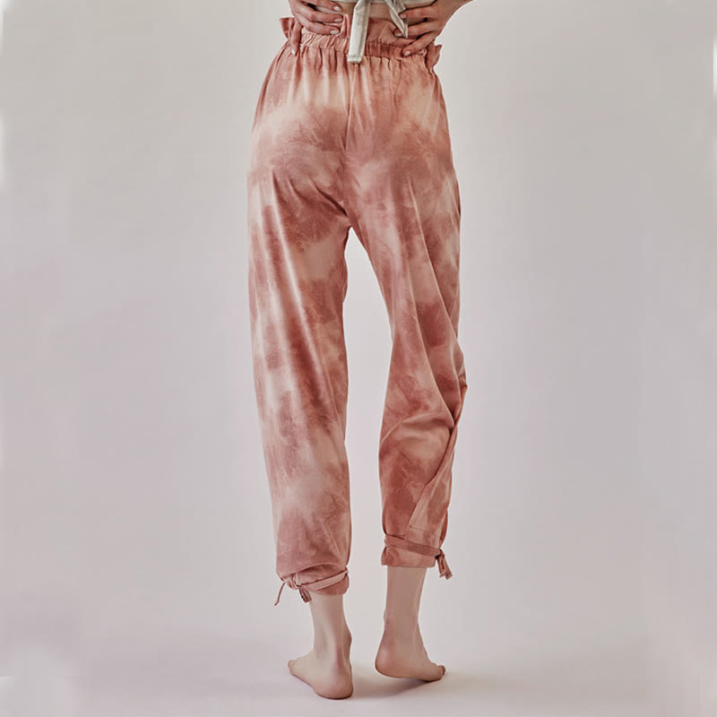 Spodnie damskie z elastycznymi nogawkami i nadrukiem w kolorze atramentowym Buddha Stones Casual Trouser Ties - image 4