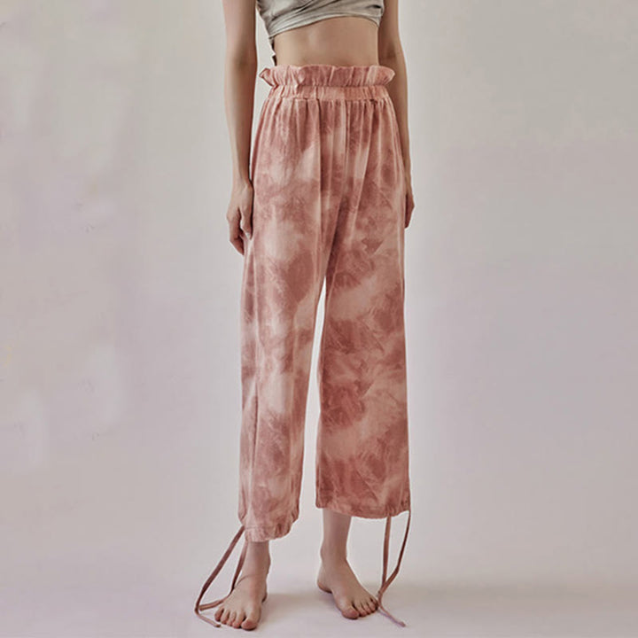 Spodnie damskie z elastycznymi nogawkami i nadrukiem w kolorze atramentowym Buddha Stones Casual Trouser Ties - image 3