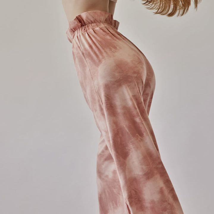 Spodnie damskie z elastycznymi nogawkami i nadrukiem w kolorze atramentowym Buddha Stones Casual Trouser Ties - image 5