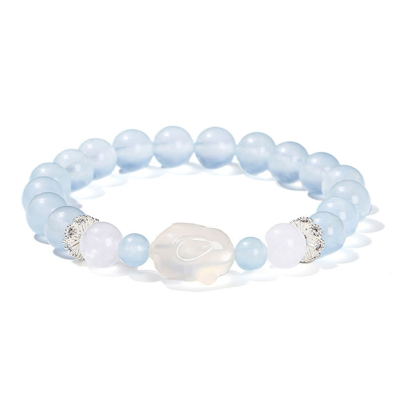 Buddha Stones Blue Chalcedon White Agate Rabbit Emotional Balance