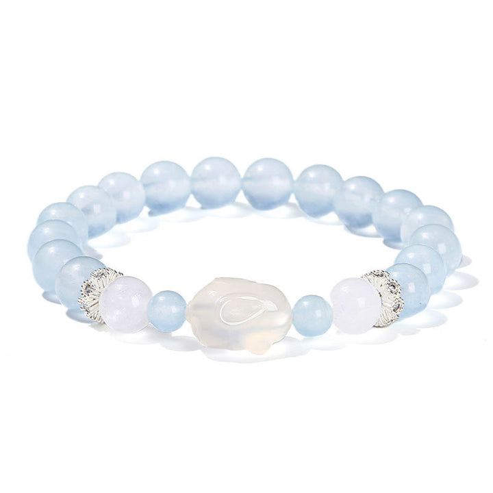 Buddha Stones Blue Chalcedon White Agate Rabbit Emotional Balance