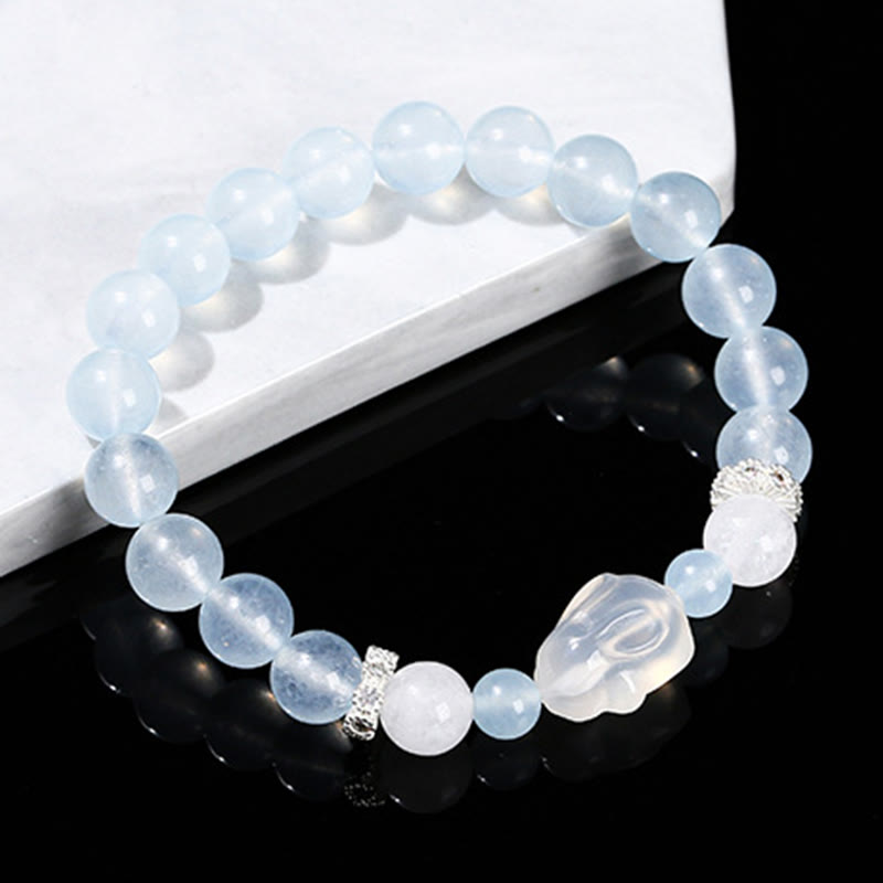 Buddha Stones Blue Chalcedon White Agate Rabbit Emotional Balance