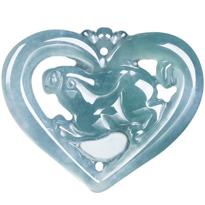 Buddha Stones Naturalny Jade Love Heart Rabbit Szczęście Naszyjnik Wisiorek