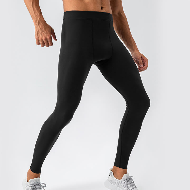 Buddha Stones Proste Wysokie Talie Elastyczne Oddychające Sportowe Spodnie Męskie Legginsy - Czarny - US/UK/AU44， EU54 (2XL) - image 0