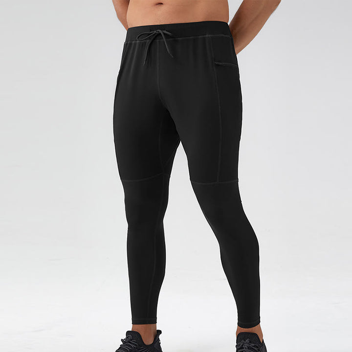 Buddha Stones Wysokie Talie Szybkoschnące Oddychające Spodnie Fitness Męskie Legginsy Z Kieszenią Na Zamek Błyskawiczny - Czarny - US/UK/AU44， EU54 (2XL) - image 18