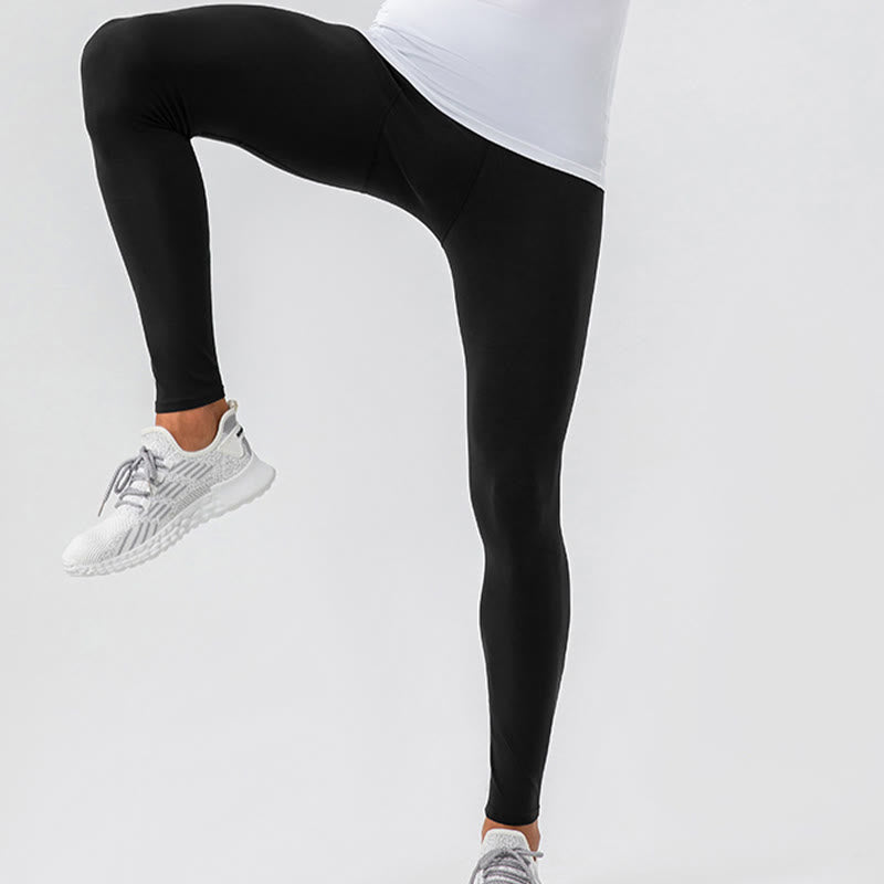 Buddha Stones Proste Wysokie Talie Elastyczne Oddychające Sportowe Spodnie Męskie Legginsy - image 5