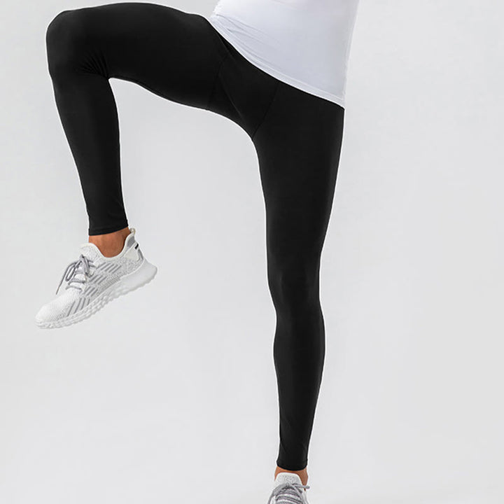 Buddha Stones Proste Wysokie Talie Elastyczne Oddychające Sportowe Spodnie Męskie Legginsy - image 5