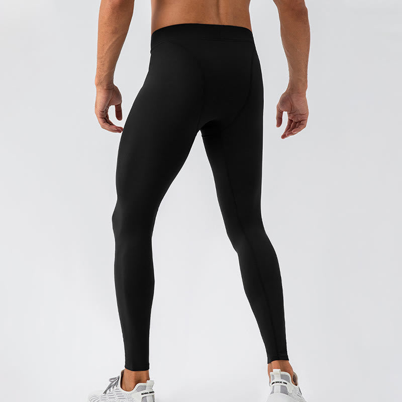 Buddha Stones Proste Wysokie Talie Elastyczne Oddychające Sportowe Spodnie Męskie Legginsy - image 3