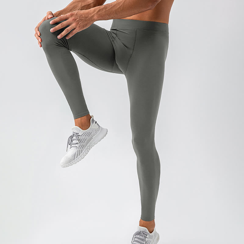 Buddha Stones Proste Wysokie Talie Elastyczne Oddychające Sportowe Spodnie Męskie Legginsy - image 12