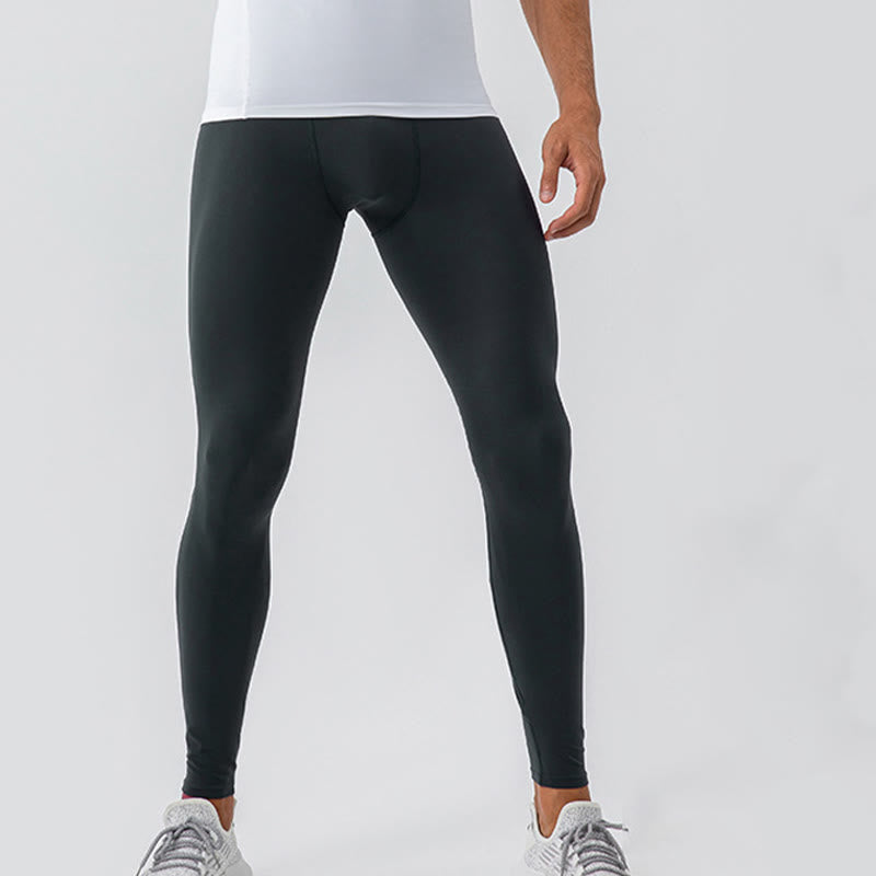 Buddha Stones Proste Wysokie Talie Elastyczne Oddychające Sportowe Spodnie Męskie Legginsy - image 20