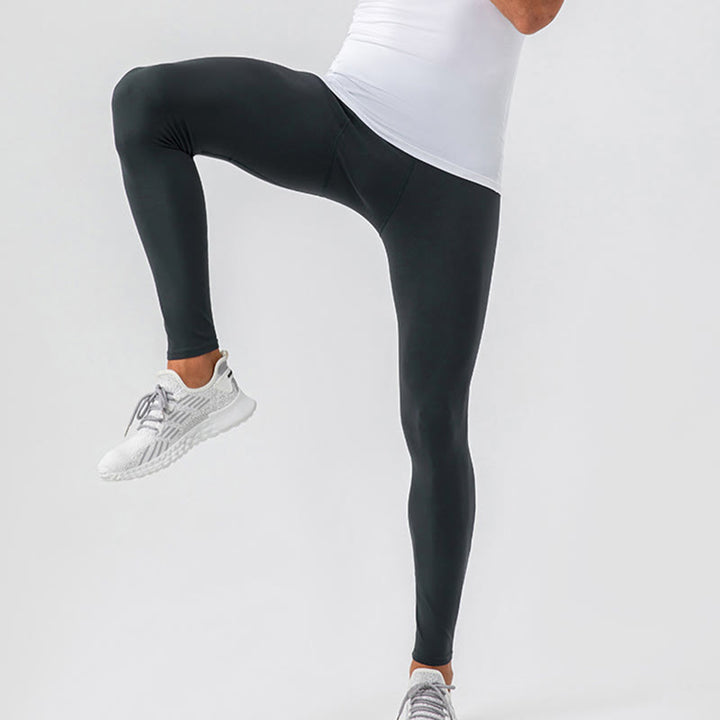 Buddha Stones Proste Wysokie Talie Elastyczne Oddychające Sportowe Spodnie Męskie Legginsy - image 21