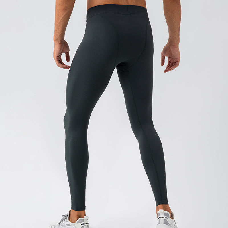 Buddha Stones Proste Wysokie Talie Elastyczne Oddychające Sportowe Spodnie Męskie Legginsy - image 19