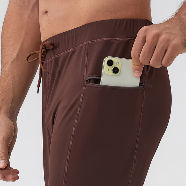 Buddha Stones Wysokie Talie Szybkoschnące Oddychające Spodnie Fitness Męskie Legginsy Z Kieszenią Na Zamek Błyskawiczny - image 6