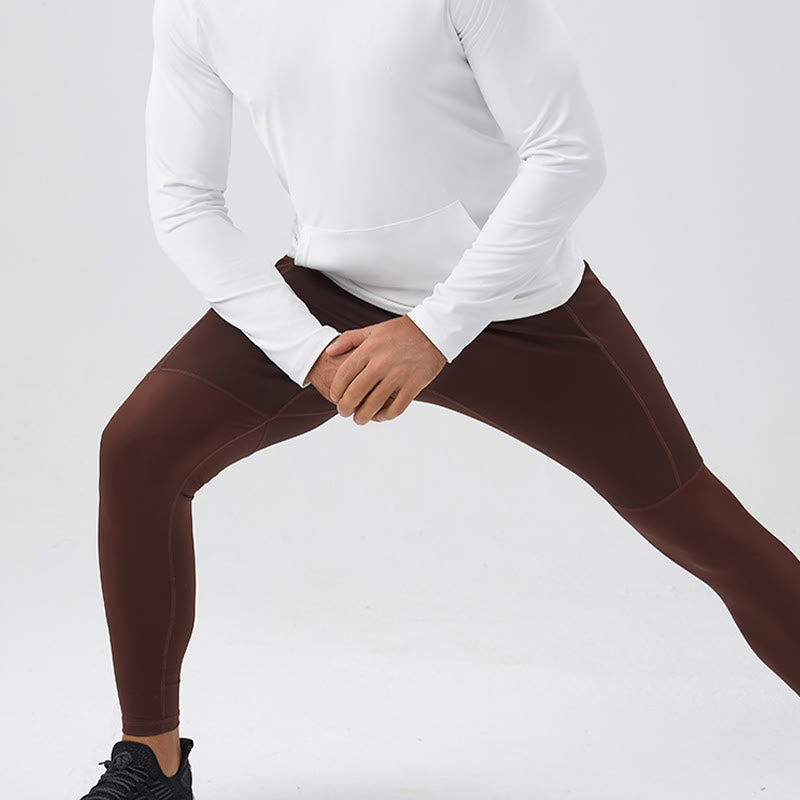 Buddha Stones Wysokie Talie Szybkoschnące Oddychające Spodnie Fitness Męskie Legginsy Z Kieszenią Na Zamek Błyskawiczny - image 16