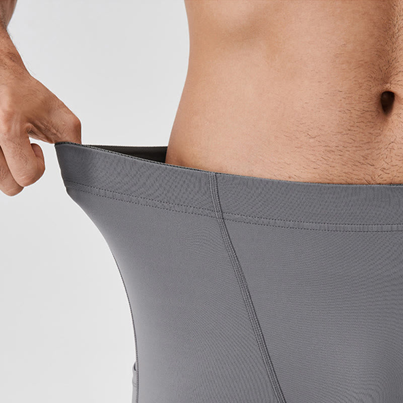 Buddha Stones Jednokolorowe Wysokie Spodnie Elastyczne Oddychające Sportowe Męskie Legginsy Z Tylną Kieszenią Na Zamek Błyskawiczny - image 12