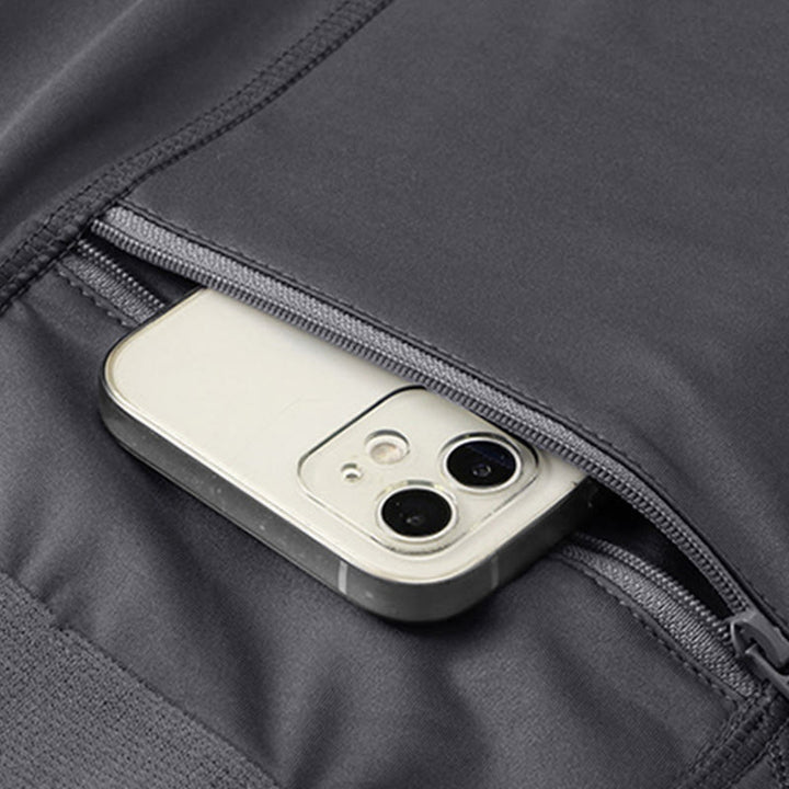 Męskie obcisłe, rozciągliwe, szybkoschnące, sportowe spodenki Buddha Stones z kieszeniami na zamek błyskawiczny - image 13