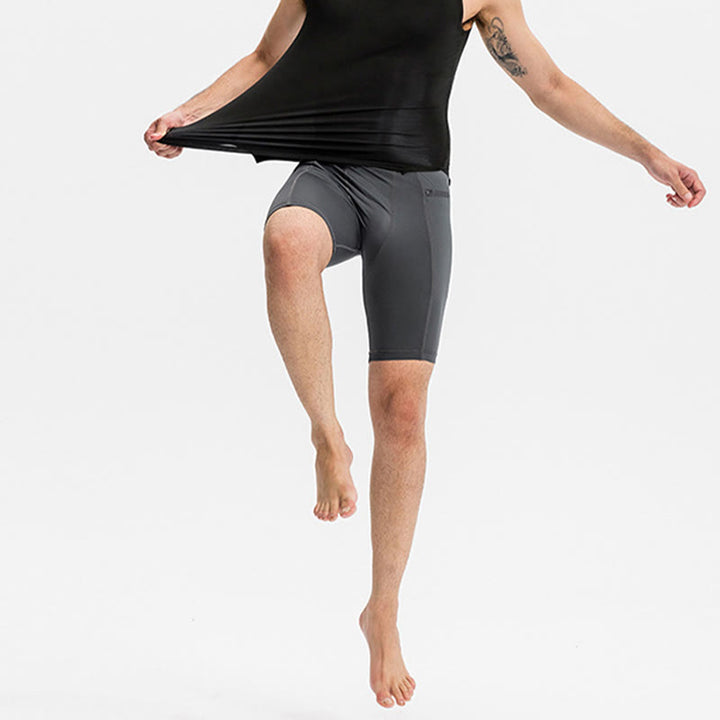 Męskie obcisłe, rozciągliwe, szybkoschnące, sportowe spodenki Buddha Stones z kieszeniami na zamek błyskawiczny - image 6