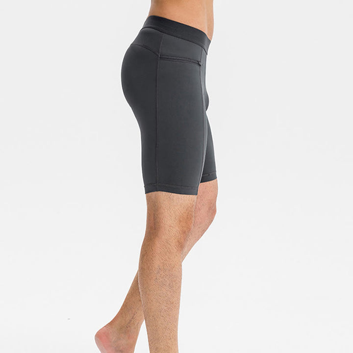 Męskie obcisłe, rozciągliwe, szybkoschnące, sportowe spodenki Buddha Stones z kieszeniami na zamek błyskawiczny - image 8