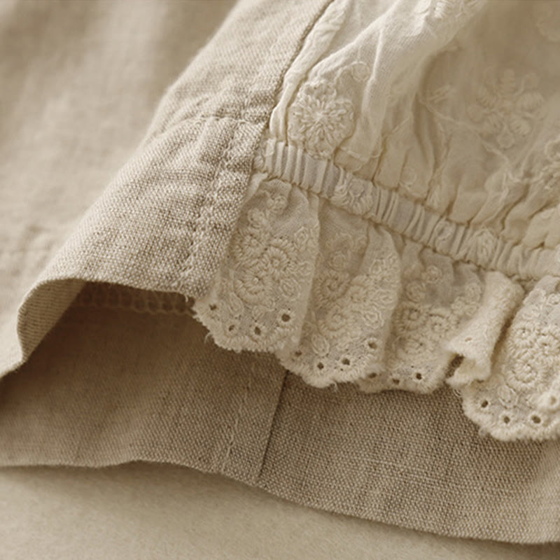 Buddha Stones Casual Haft Patchwork Tkanina 7-8 Długość Skrócone Spodnie Damskie Bawełniane Spodnie Harem Z Kieszeniami - image 9